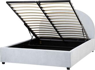 Beliani Cama matrimonial de tejido azul 140x200