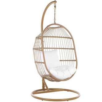 Beliani Hanging Chair with Stand ALBA PE Rattan Natural