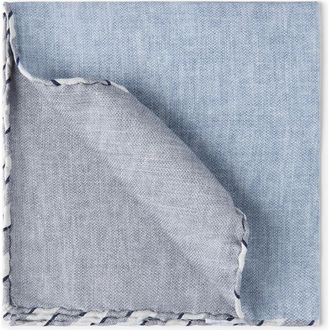 Brunello Cucinelli Silk pocket square in Slate at Nordstrom