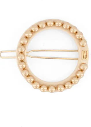 Alexandre de Paris Gold Pearls Acetate Side Barette in Beige at Nordstrom