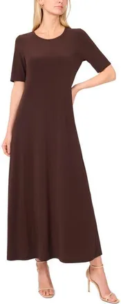 Vince Camuto Short Sleeve Maxi Dress in Chocolate at Nordstrom, Size X-Large