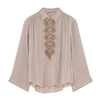 Gustav Overhemden, Dames, Beige, S, Geborduurde Blouse