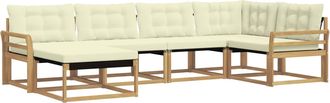 vidaXL Conjunto De Sof&aacute;s De Exterior 6 Uds. Blanco Y Crema Vidaxl
