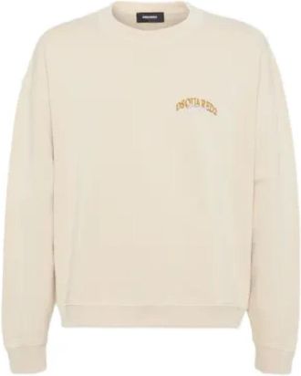 Dsquared2 Logo Print Sweatshirts & Hoodies - Heren - Sweatshirts - Beige - M - Hoodies & sweatvesten