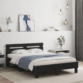 vidaXL Giroletto con Testiera Nero 120x200 cm in Legno Multistrato - Vidaxl