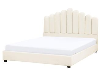 Beliani Cama de agua Terciopelo 160 x 200 cm Blanco crema