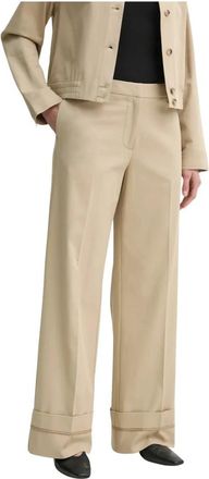 Sams&oslash;e & Sams&oslash;e Saesmella Wijde Broek - Dames - Wijde Broeken - Beige - L - Katoen - Broeken