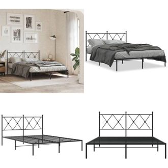 vidaXL Giroletto con Testiera in Metallo Nero 140x200 cm - Letto con testiera in metallo - Letto robusto