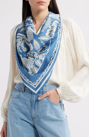 & Other Stories Bird & Floral Print Scarf in Blue Medium at Nordstrom