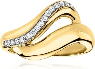 Ross-Simons Diamond Wavy Ring in 18kt Gold Over Sterling