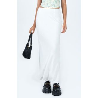 Princess Polly Jodie Linen Blend Maxi Skirt in White at Nordstrom, Size 0