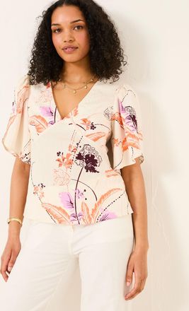 Fat Face FatFace Isla Ivory Flute Sleeve Top