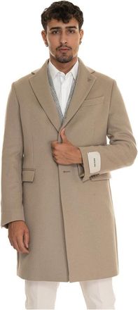 Paoloni Wollen jas met 3 knopen - Heren - Mantel - Beige - XL - Wol - Jassen