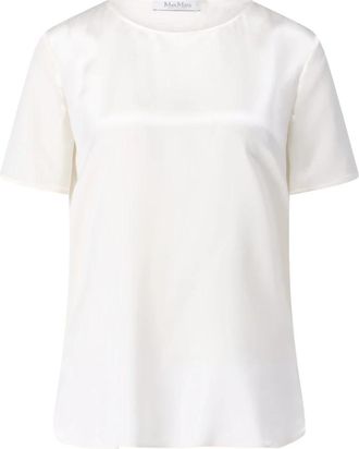 Max Mara Zijden T-shirt met tijdloze elegantie - Dames - T-shirts - Wit - XS - Tops