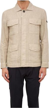PESERICO Licht Linnen Jas - Heren - Zomerjassen - Beige - M - Linnen - Jassen