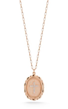 Glaze Jewelry Sterling Silver Oval Cross Necklace