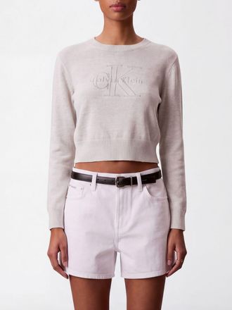 Calvin Klein Cotton Crewneck Jumper with Embroidered Logo and Ribbed Trims