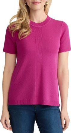 Jones New York Short Sleeve Rib Sweater in Bright Orchid at Nordstrom, Size X-Large
