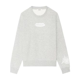Zadig&Voltaire Hoodies & sweatvesten, Dames, Grijs, XS, Katoen, Mira Pmo Motocross Strass
