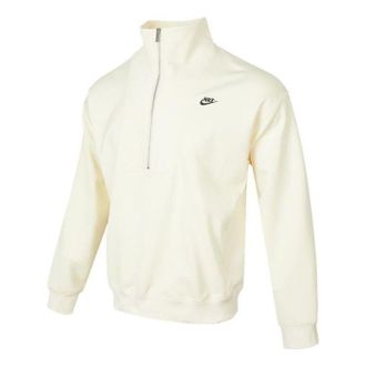 Nike Mens Nike Casual Logo Printing Half Zipper High Collar Pullover Autumn White DQ4238-113