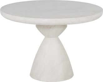 Maisons du monde Mesa redonda de exterior de travertino efecto hormigón y metal blanco para 4 personas D. 110