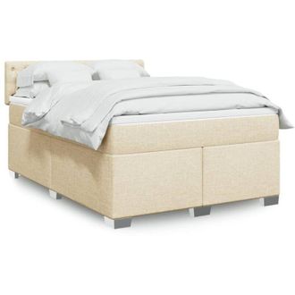 vidaXL Cama Box Spring Con Colch&oacute;n Tela Color Crema 140x190 Cm Vidaxl