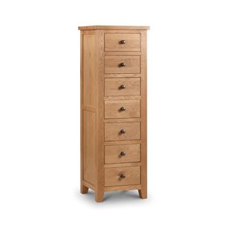Julian Bowen Marlborough Chest Of Drawers With 7 Drawers 141x48cm- Oak - Julian Bowen | TJ Hughes