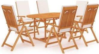vidaXL Juego De Comedor Para Jard&iacute;n 7 Piezas Teca Maciza Y Cojines Vidaxl