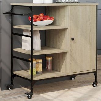 vidaXL Carrello da Cucina Rovere Sonoma 87,5x38,5x84,5 cm Multistrato - Vidaxl