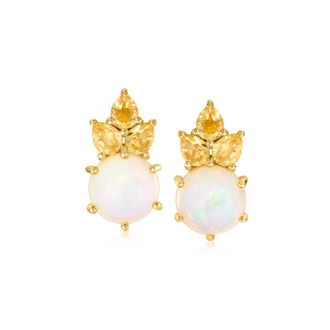 Ross-Simons Opal and. Citrine Earrings in 18kt Gold Over Sterling