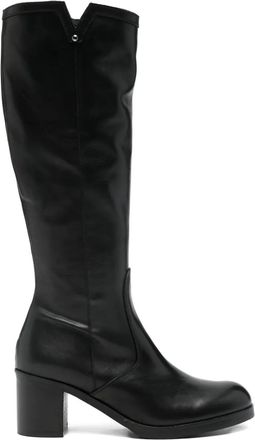 Progetto block-heel leather boots - women - Leather/Rubber/Leather - 38 - Black