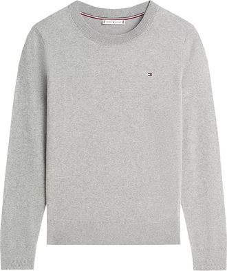 Tommy Hilfiger Truien & Vesten, Dames, Grijs, M, Katoen, Co Jersey Fine GG LS C-Nk SWT