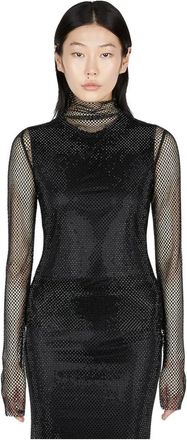 Sportmax Noemi Strass Mesh Top - Dames - Longsleeves - Zwart - M - Tops