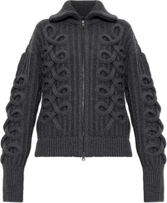 Etro Wool Turtleneck Cardigan - Dames - Vesten - Grijs - XS - Wol - Truien & Vesten