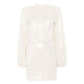 Rotate ROTATE Birger Christensen, Party Dresses, female, White, Size: M White Dress with Shoulder Pads