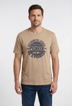 Pioneer Authentic Jeans T-Shirt, Herren, Gr. XXL, sand, Jersey, Obermaterial: 100% Baumwolle, PIONEER AUTHENTIC JEANS, normal normal, Rundhals, Shirts T-Shirt, in normaler Pa