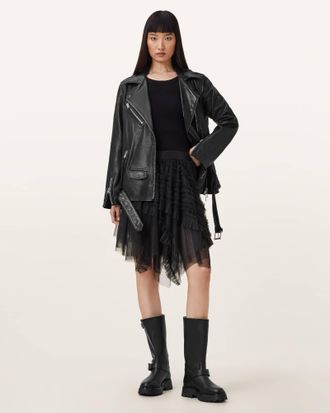 AllSaints Jayde Ruffled Tulle Mini Skirt