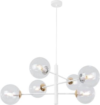 OEM L&aacute;mpara Colgante Vicenza Oro Blanco 6 L&aacute;mpara Plana Transparente E14