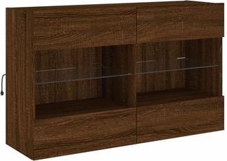 vidaXL Vidaxl - Mobile tv a Parete con Luci led Rovere Marrone 98,5x30x60,5 cm