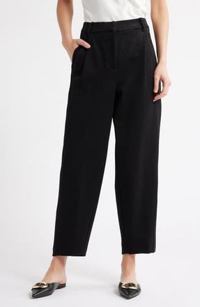 Wit & Wisdom Skyrise Pleated Pinstripe Relaxed Barrel Leg Ankle Trousers in Black at Nordstrom Rack, Size 14