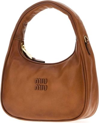 Miu Miu Womens Caramel Leather Wander Handbag Cognac Vitello Borse A Mano Bag