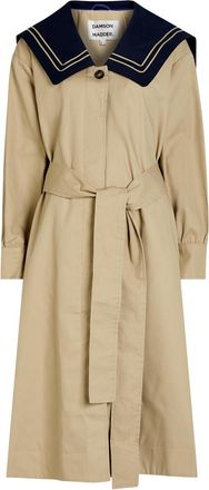 Damson Madder Ella Belted Cotton Trench Coat - Tan - 16 (UK16 / XL)