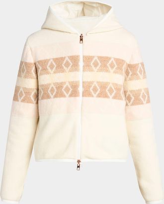 Moncler Reversible Hooded Argyle Zip Cardigan