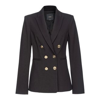 Pinko Blazers, female, Black, Size: 2XS Metal Button Blazer
