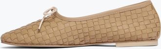 Freda Salvador Womens Jada Square Toe Ballet Flat In Latte Closed Woven Calf