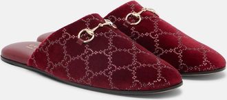 Gucci Lucy GG Crystal velvet mules