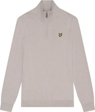 Lyle & Scott Mid Knits Cotton Merino Quarter Zip Jumper - Heren - Coltruien - Grijs - 2XL - Katoen - Truien & Vesten