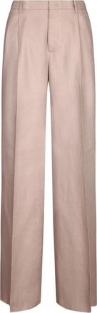 Tagliatore Fijn linnen. Rechte snit. - Dames - Wijde Broeken - Beige - XS - Linnen - Broeken