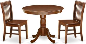East West Furniture Dining Room Set Mahogany, ANNO3-MAH-W