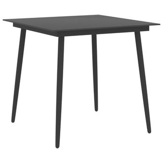 Berkfield Home Garden Dining Table Black 80x80x74 cm Steel & Glass | Size: 80 x 80 x 74 cm